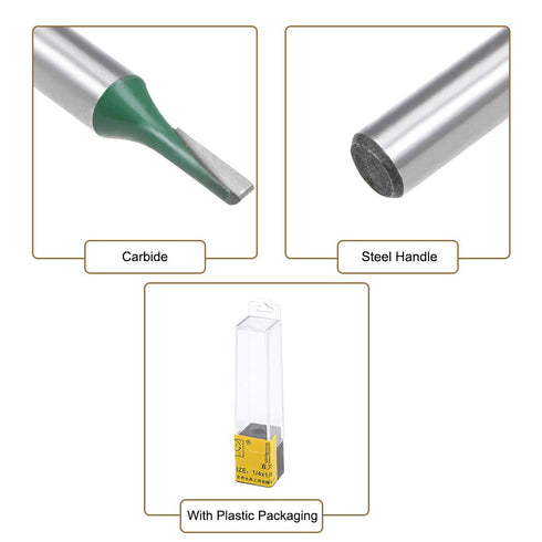 uxcell Router Bit 1/4" Shank 1/8" Cutting Dia Single Straight Flutes Carbide for Woodworking Milling Cutter Tool Green 2 Pcs...